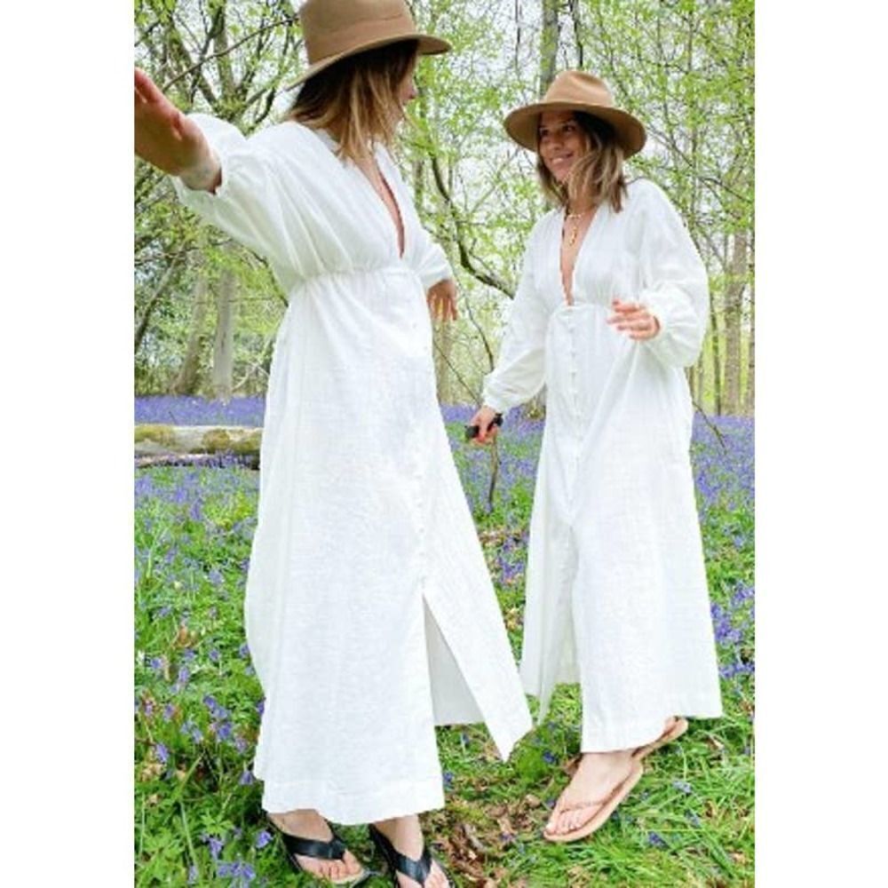 Labelrail x Collyer Twins White Plunge Front Maxi Dress Sz. S